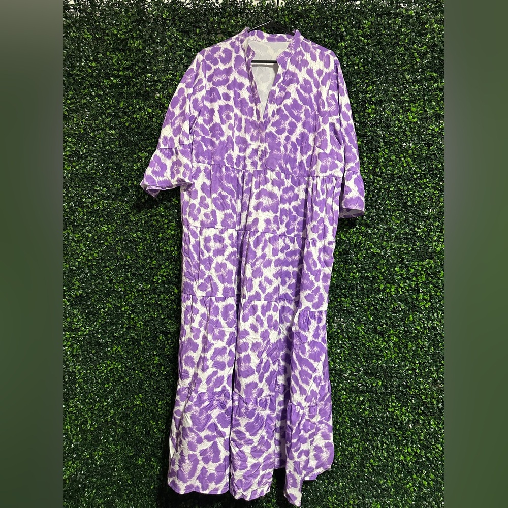 Purple Leopard Print Dress - Picture 2 of 4